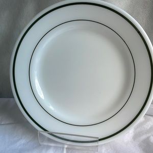 Vintage Pyrex Corning ware green band dinner plate 9”